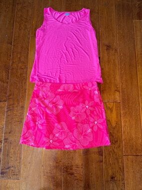 Rip🌺Skirt Bundle Pink Tank Top and Floral Skirt Set